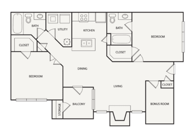 Dogwood Floor Plan, Kinstone Columns Drive Apartments