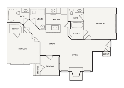 Evergreen Floor Plan, Kinstone Columns Drive Apartments